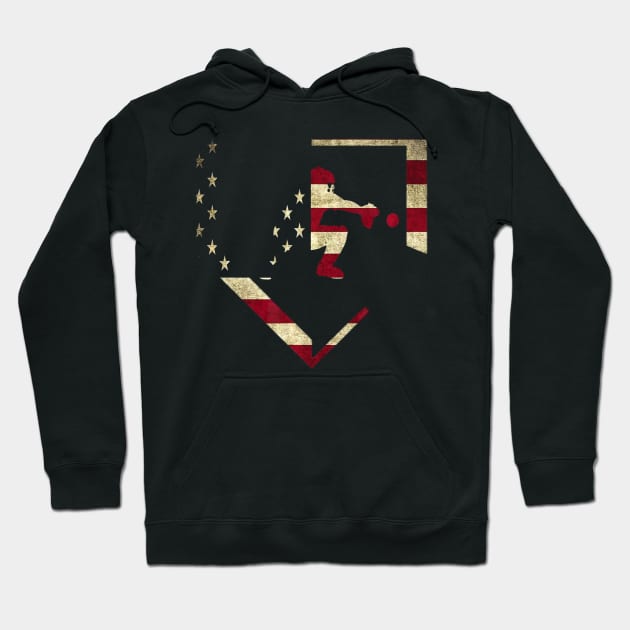 Baseball Catcher Gear American Flag Baseballin Hoodie by Vigo